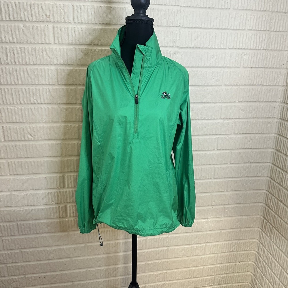 PETER MILLAR Mens Sz S Notre Dame 1/4 Zip Windbreaker Green Jacket Football Fall